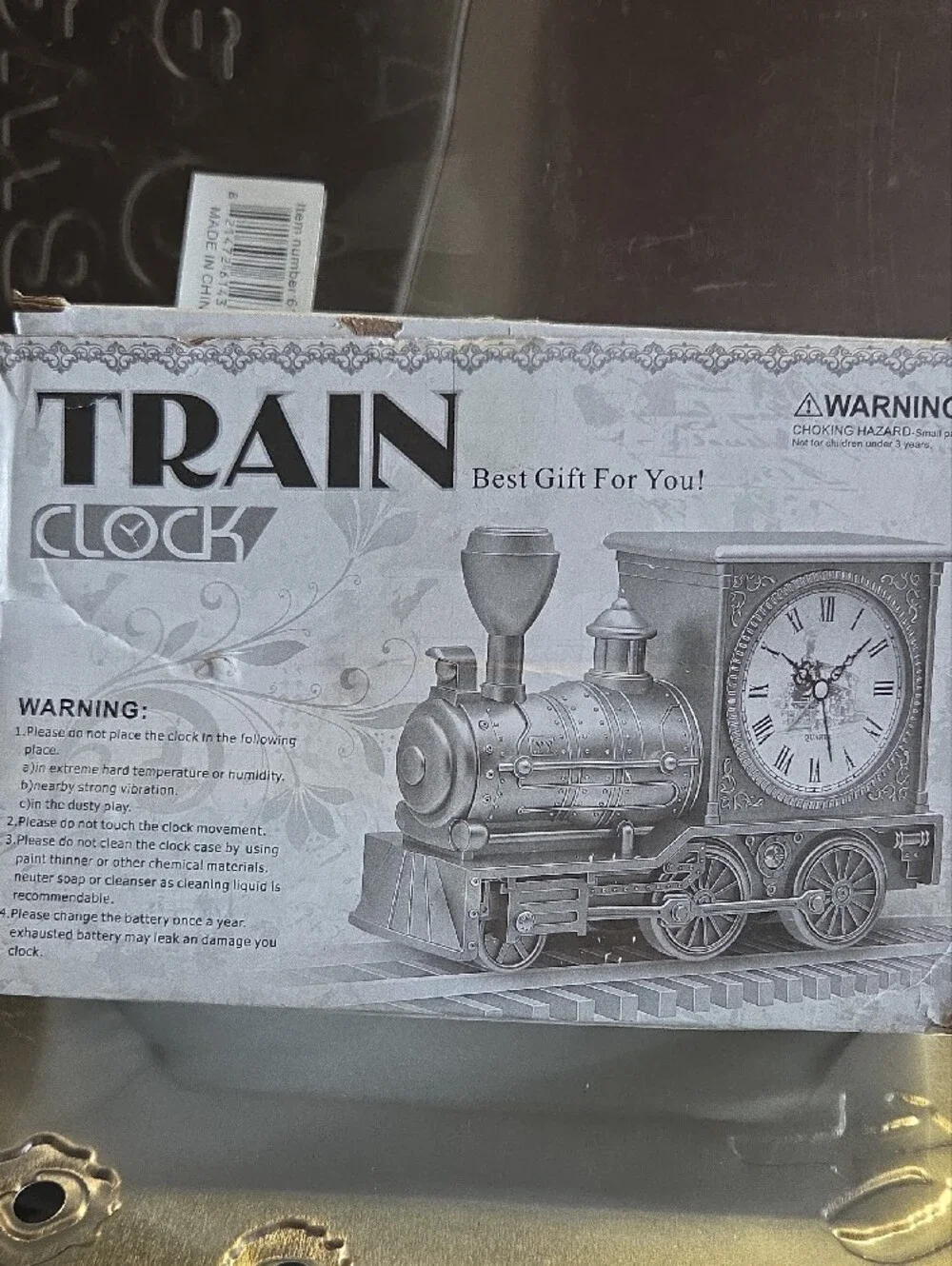 TRAIN Black Locomotive Quartz Table Clock